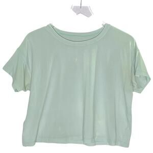 Lululemon Womens Cropped Short Sleeve Tee Shirt Mint Gym Workout *flaw
